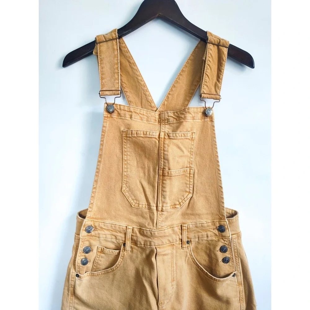 New We The Free People Overalls XS Barrel Leg Good Luck Tan Streetwear Utility